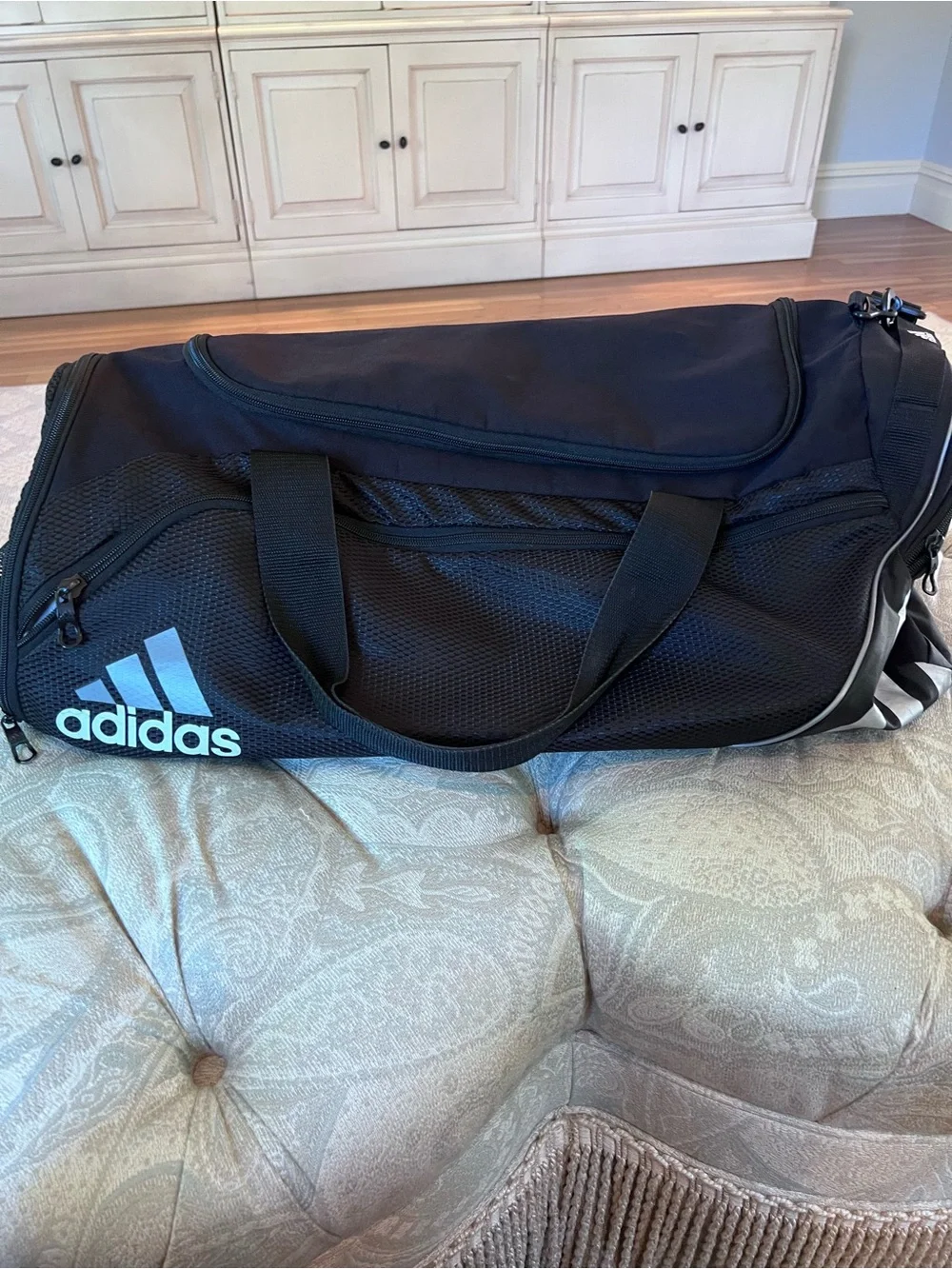 adidas Black Duffel with White Logo - Gym & Travel Bag